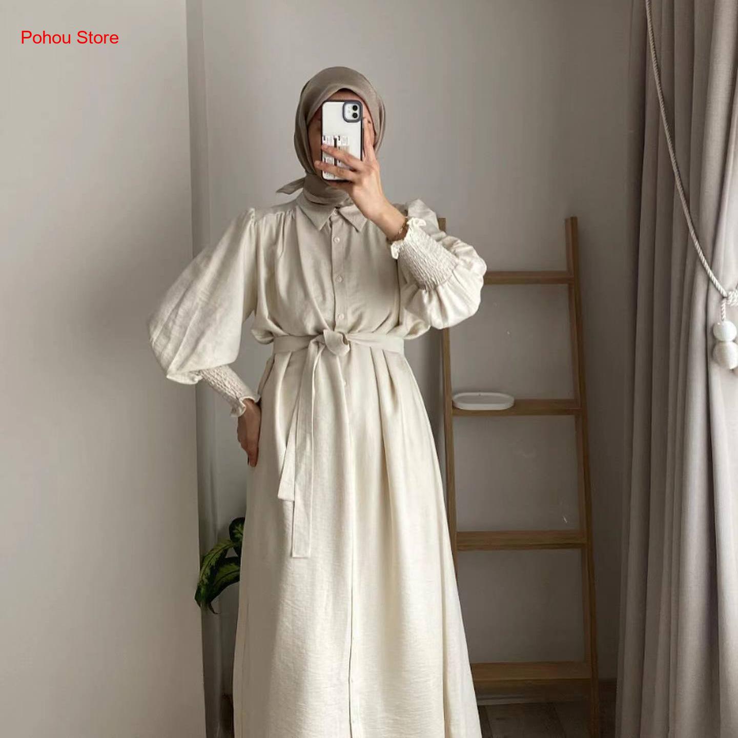 Korean Style A Line Shirt Dress - Koreanischer Stil Hemdkleid Damen Hochgeschnittenes Langes