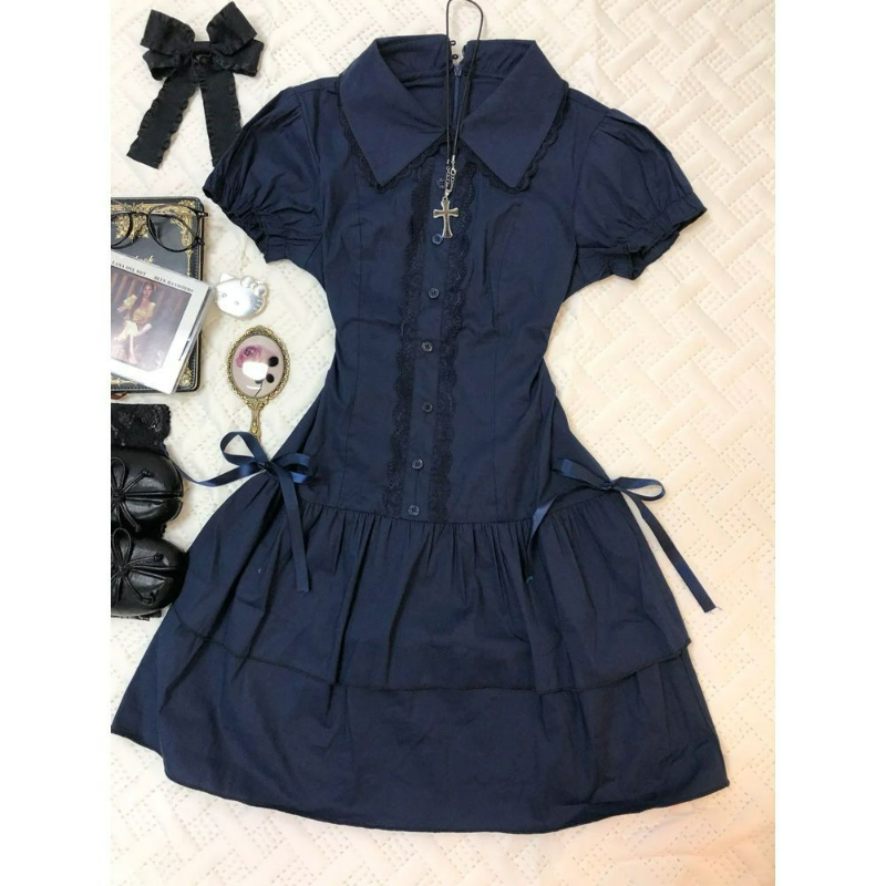 Japanische Adrette Lolita Klei – Korean Style A Line Shirt Dress Bewertung und Preis