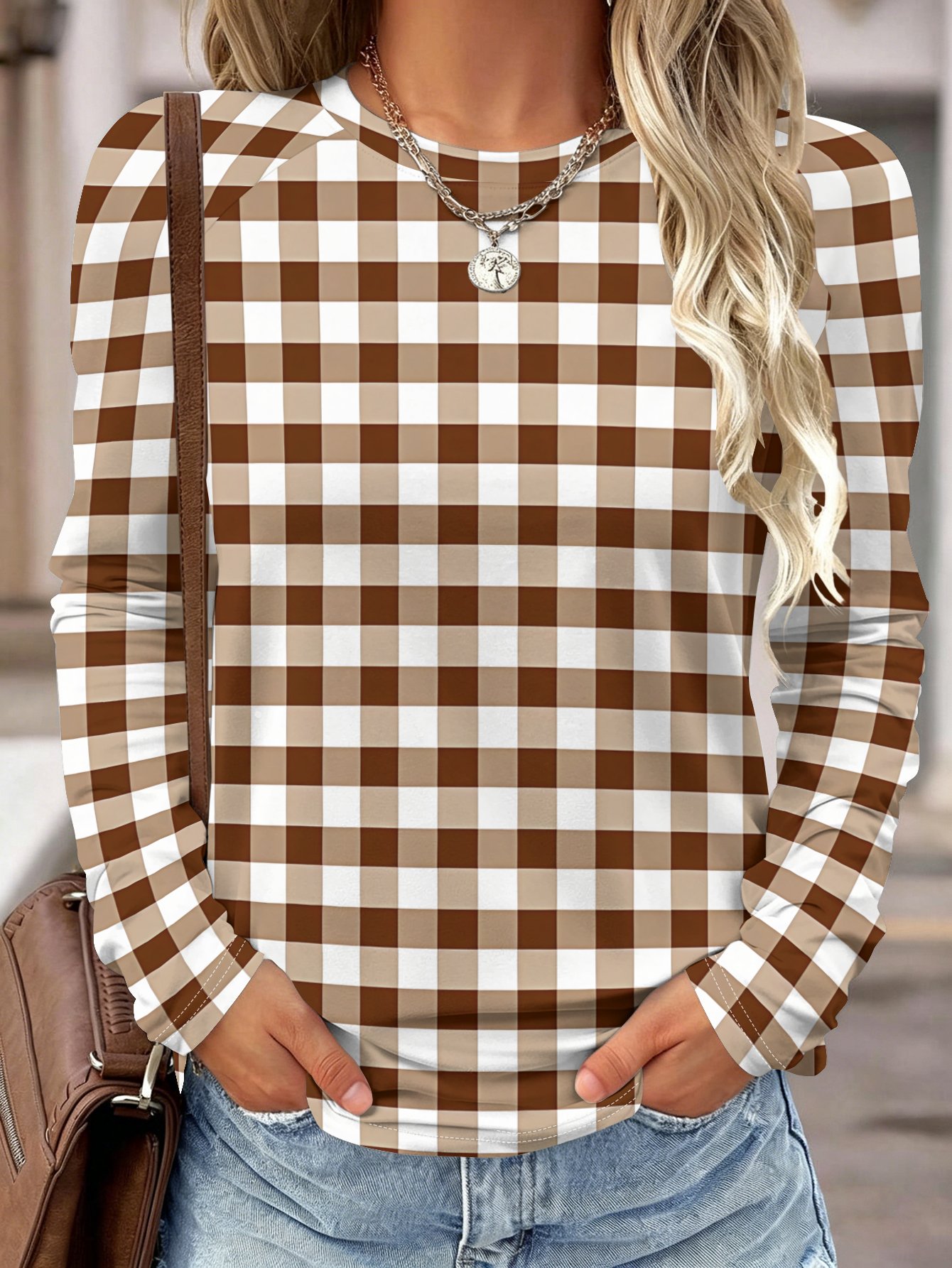 Damen Langarmshirt Gelb Blau B – Blouses Bewertung und Preis